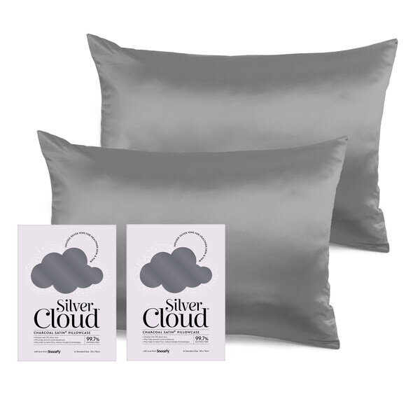 Silver Cloud Charcoal Satin Pillowcase Twin pack