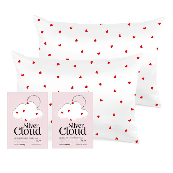 Silver Cloud Heart Print Satin Pillowcase Twin pack