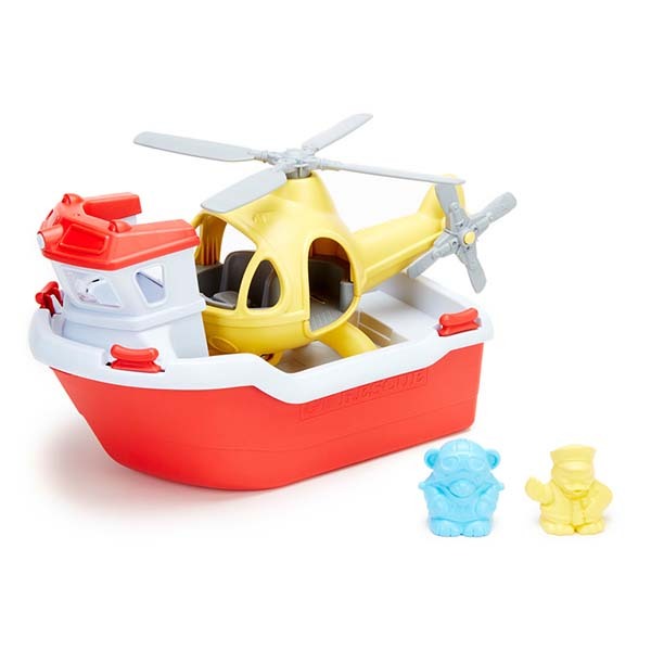 Green Toys Rescue Boat with Helicopter