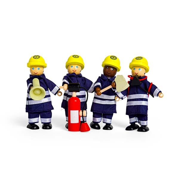 Tidlo 4 Wooden Firefighter Figures with Accessories