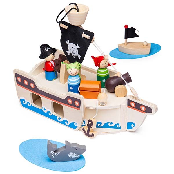 Bigjigs Toys Mini Pirate Ship Playset