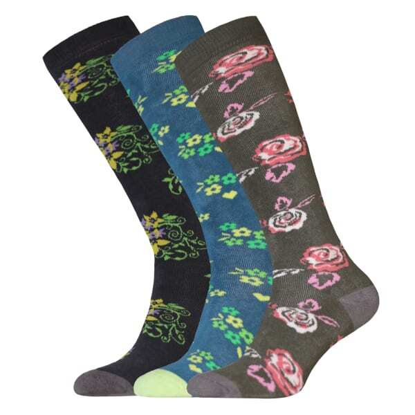 Womens Floral Wellington Socks (Pack Of 3) (UK 4-7)