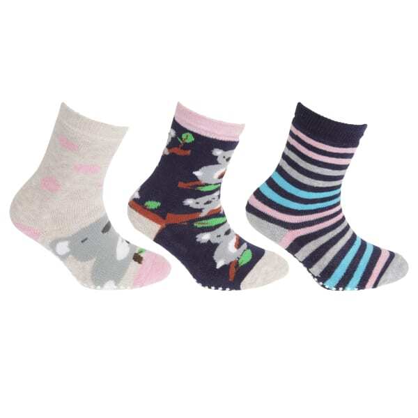 FLOSO rens Girls Cotton Rich Gripper Socks (3 Pairs) (6-8.5)