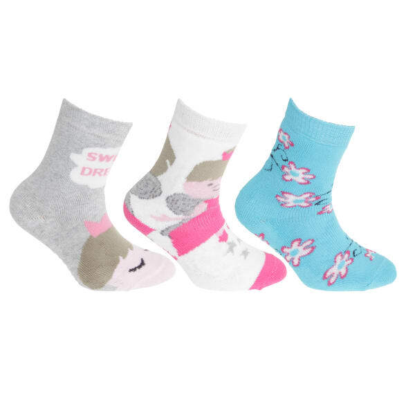 FLOSO rens Girls Cotton Rich Gripper Socks (3 Pairs) (6-8.5)