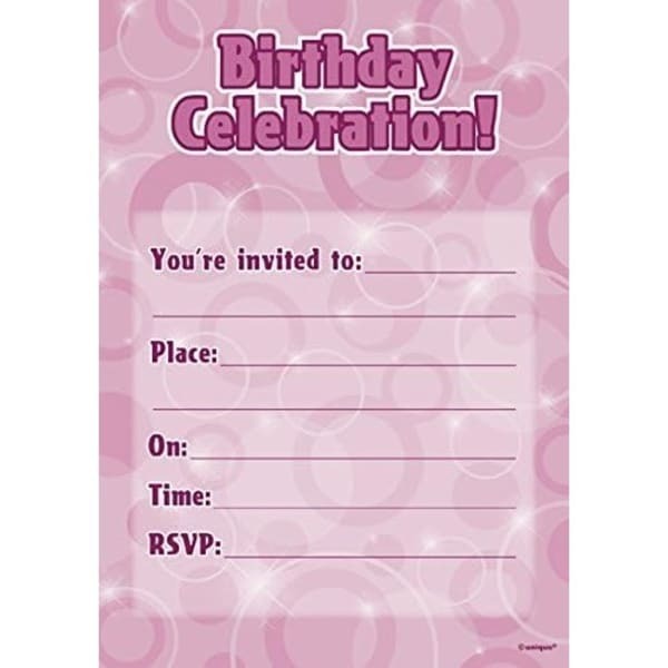 Unique Party Glitz Birthday Invitations (Pack of 8)