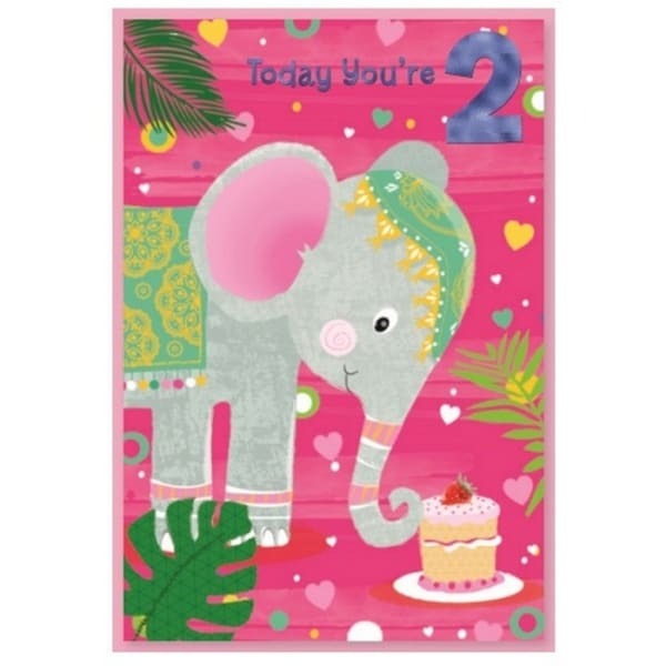 Simon Elvin Elephant 2nd Birthday Card (Pack of 6)