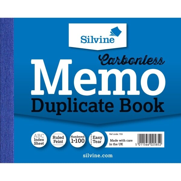 Silvine Carbonless Copy Paper Memo Book (Pack of 12)