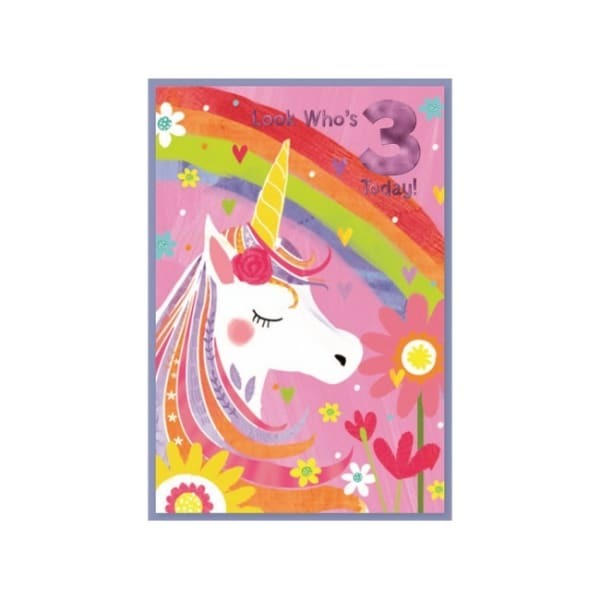 Simon Elvin Unicorn 3rd Birthday Card (Pack of 6)