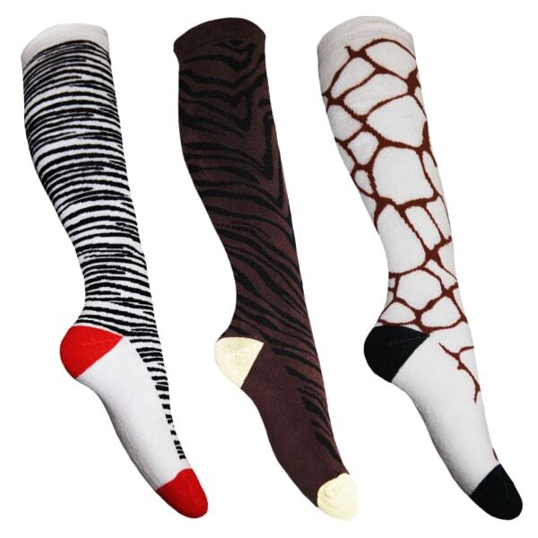 Womens Animal Print Welly Socks (3 Pairs) (UK 4-7)