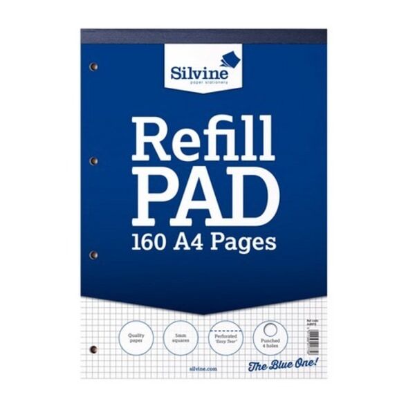 Silvine A4 Refill Pad With Squares (6 Pack of 80 Sheets)