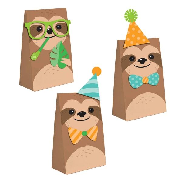 Creative Party Sloth Paper Gift Bag (Pack of 8)