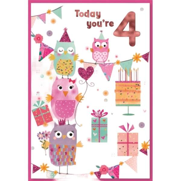 Simon Elvin Juvenile 4th Birthday Card (Pack of 6)