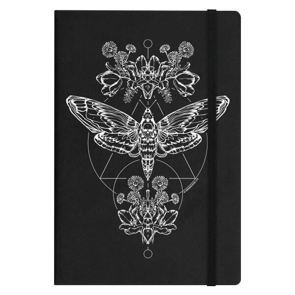 Grindstore Death Head Moth Black A5 Hard Cover Notebook