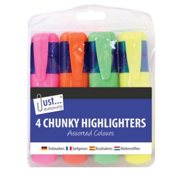 Just Stationery 4 Chunky Highlighters