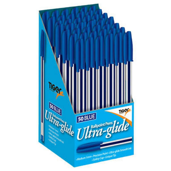 Tiger Stationery Ultra Glide Ballpoint Ink Pens (Box of 50)