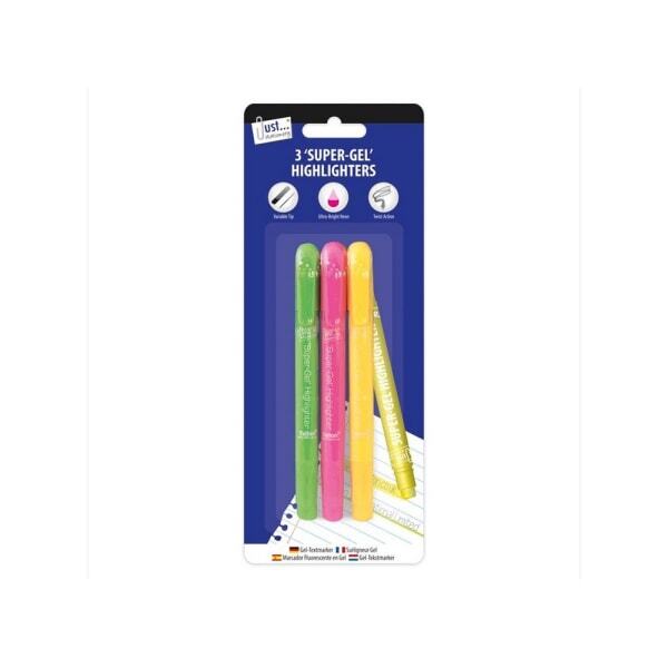 Just Stationery Neon Gel Highlighter (Pack of 3)