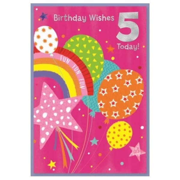 Simon Elvin Juvenile Rainbow 5th Birthday Card (Pack of 6)