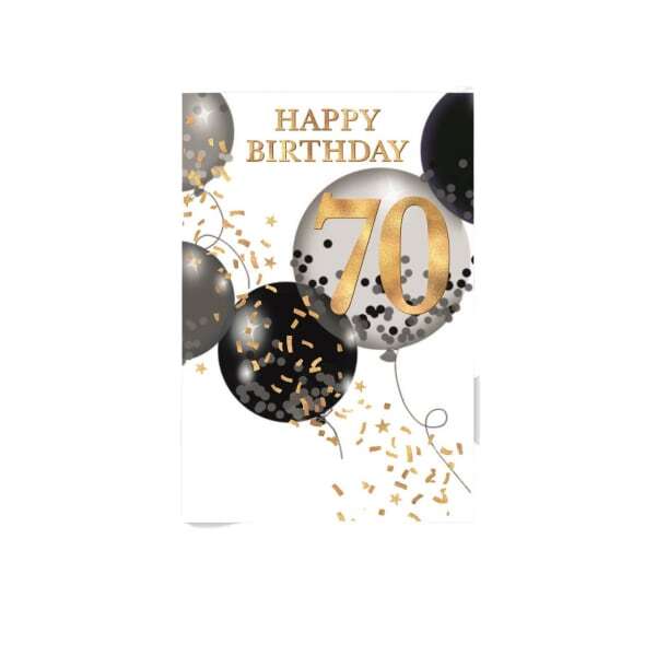 Simon Elvin Balloons 70th Birthday Card (Pack of 6)