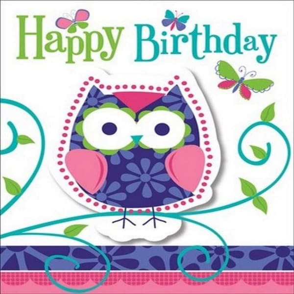 Creative Party Owl Happy Birthday Invitations (Pack of 8)