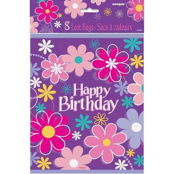 Unique Party Happy Birthday Bags (Pack of 8) (23cm x 18cm)