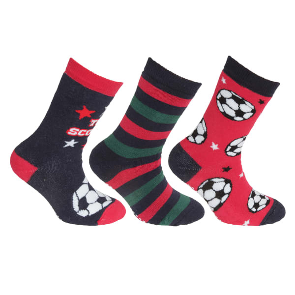 FLOSO Kids Retro Gripper Socks (3 Pairs) (UK 6-8.5)