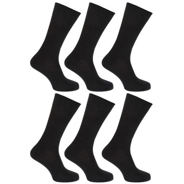 FLOSO Womens Plain Cotton Socks (Pack Of 6) (UK Shoe 4-7)