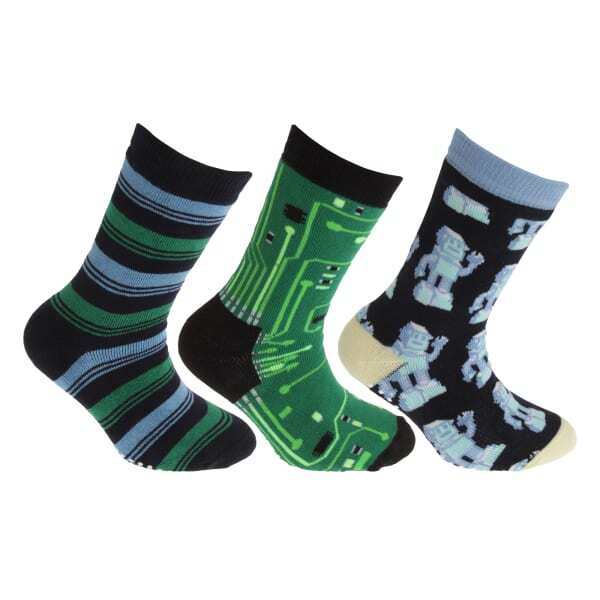 FLOSO Kids Retro Gripper Socks (3 Pairs) (UK 9-12)