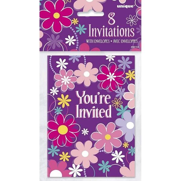 Unique Party Card Invitations (Pack of 8) (20cm x 11cm)