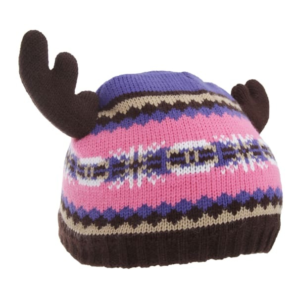 FLOSO Kids Fairisle Moose Winter Beanie Hat With Antlers