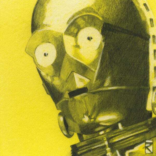 Star Wars Sketch C-3PO Canvas Print (30cm x 30cm)