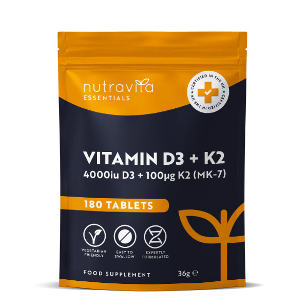 Nutravita Vitamin D3 4000 iu & Vitamin K2 100μg (MK7) – 180