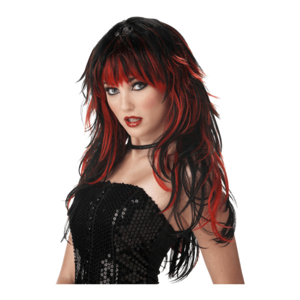 California Costumes Tempting Layered Black & Red Wig