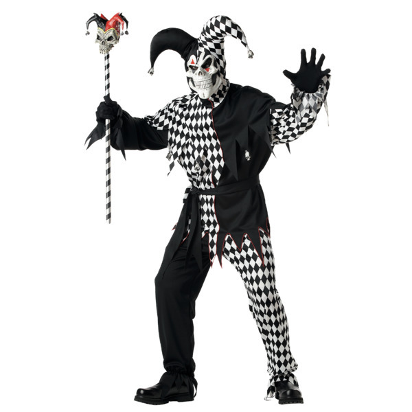 California Costumes Adult Black White Evil Jester Medium