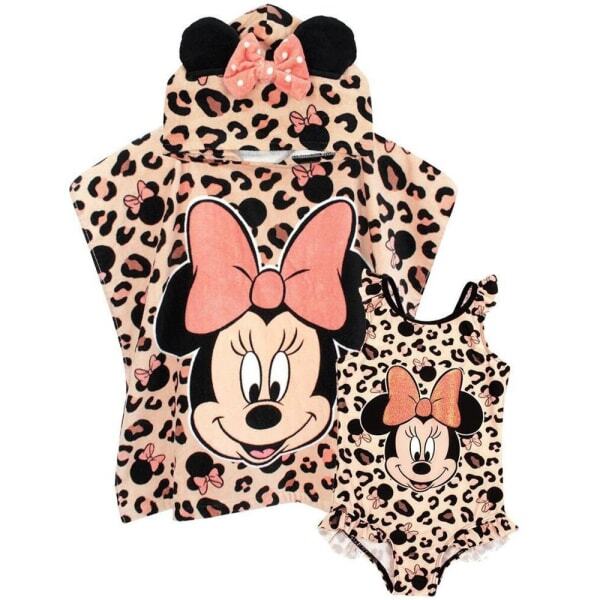 Disney Girls Minnie Mouse Swimsuit & Poncho Set (5-6 Years)