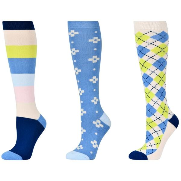 Dublin Adult Cornflowers High Riding Socks (Pack of 3)