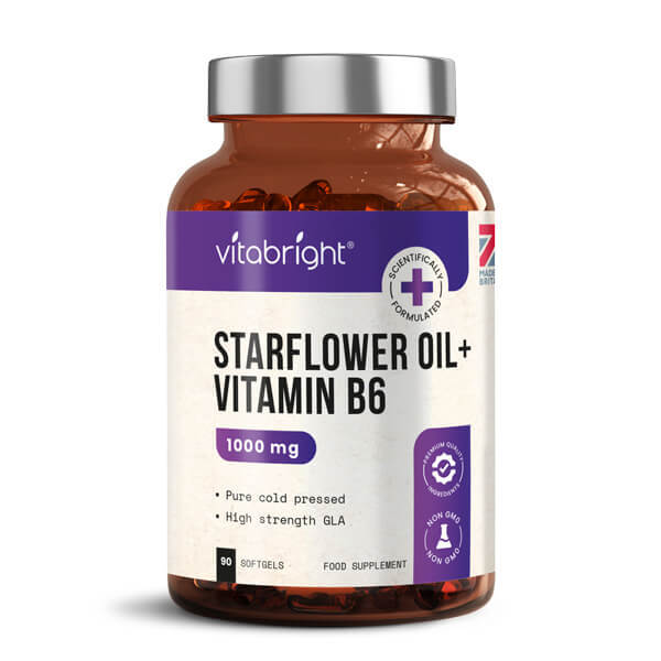 VitaBright 90 x 1000mg Starflower Oil Capsules Plus Vit B6