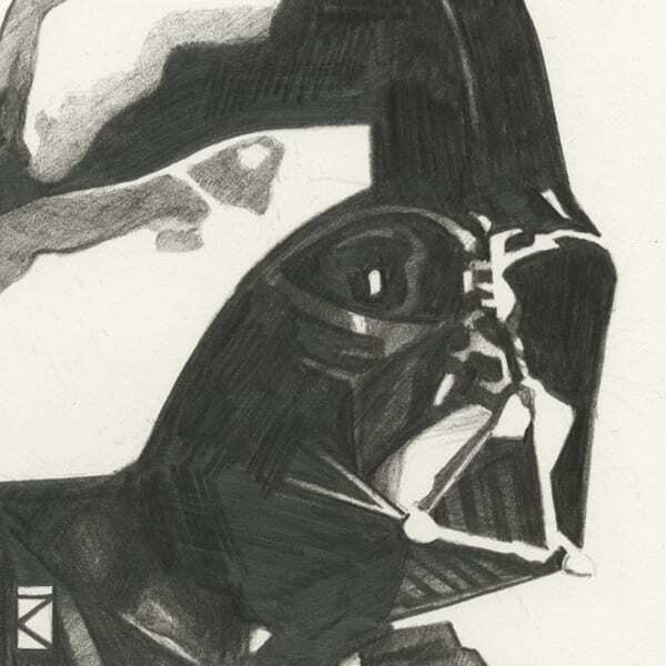 Star Wars Sketch Darth Vader Framed Canvas (30cm x 30cm)