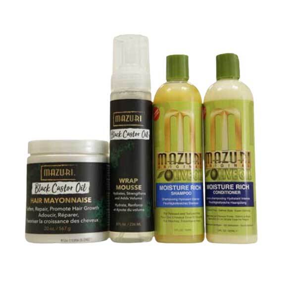 Mazuri Olive Oil & Black Castor Oil Hair Care Bundle