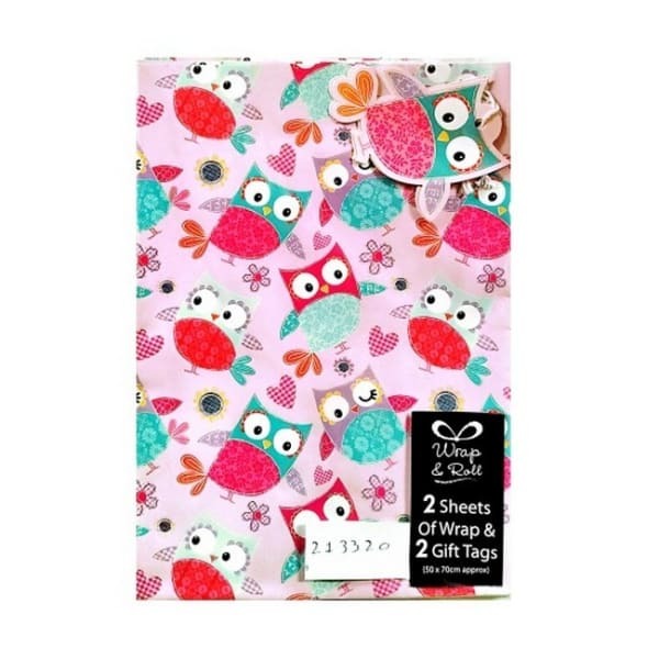 Paper Owl Gift Wrap Sheets Set (Pack of 2)