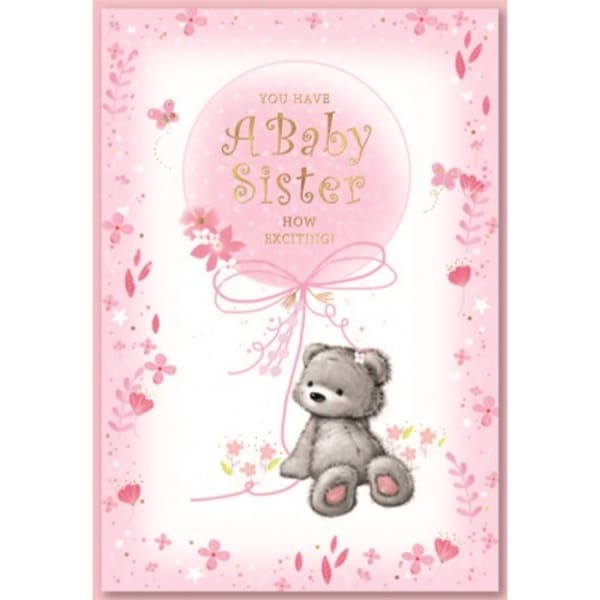 Simon Elvin Baby Sister Teddy Bear Card (Pack of 6)