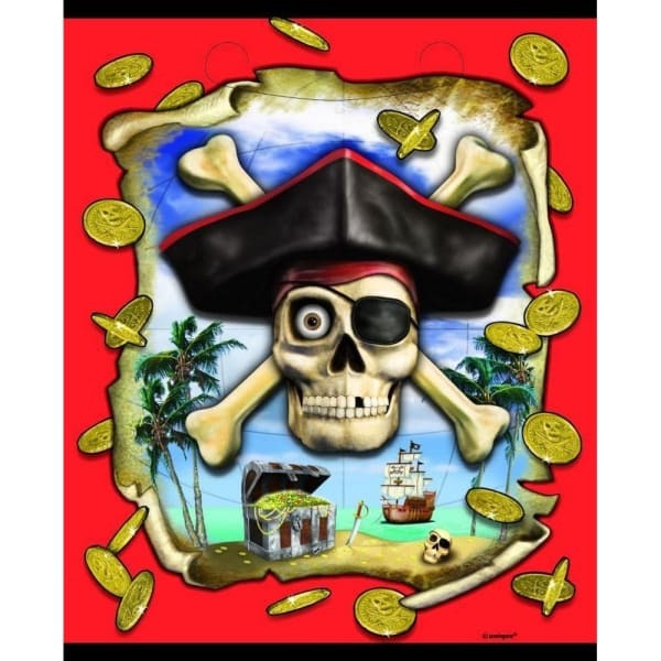 Unique Party Pirate Bounty Plastic Party Bags (Pack of 8)