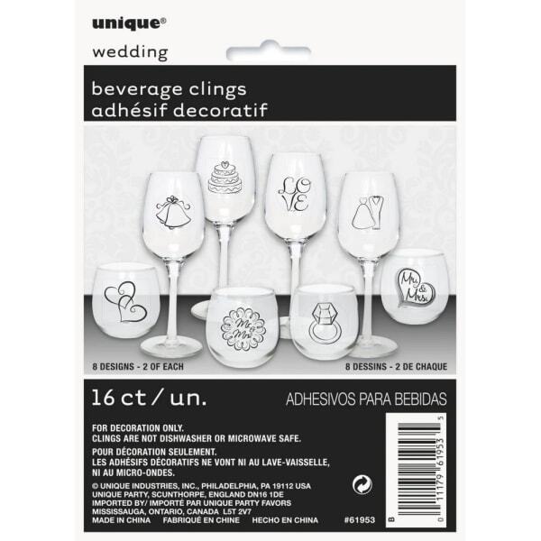 Unique Party Wedding Beverage Cling (Pack of 16)