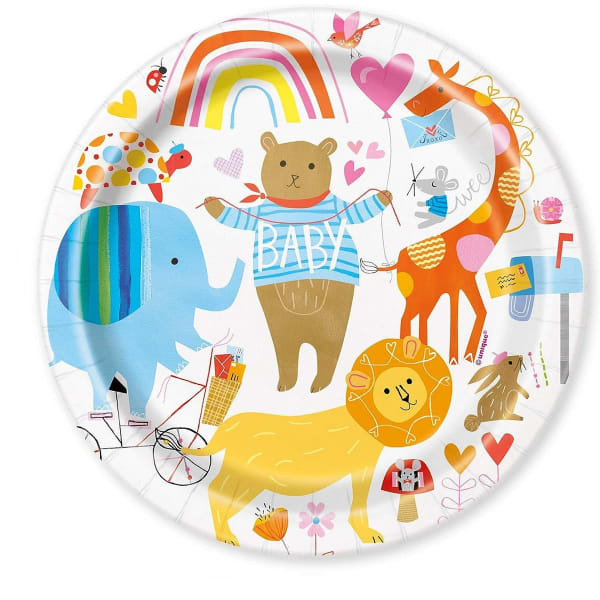 Unique Party Zoo Baby Shower Disposable Plates (Pack of 8)