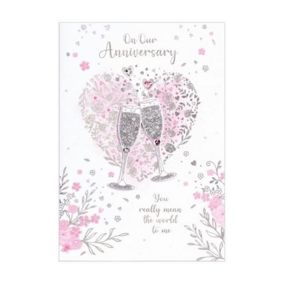 Simon Elvin On Our Anniversary Heart Card (Pack of 6)