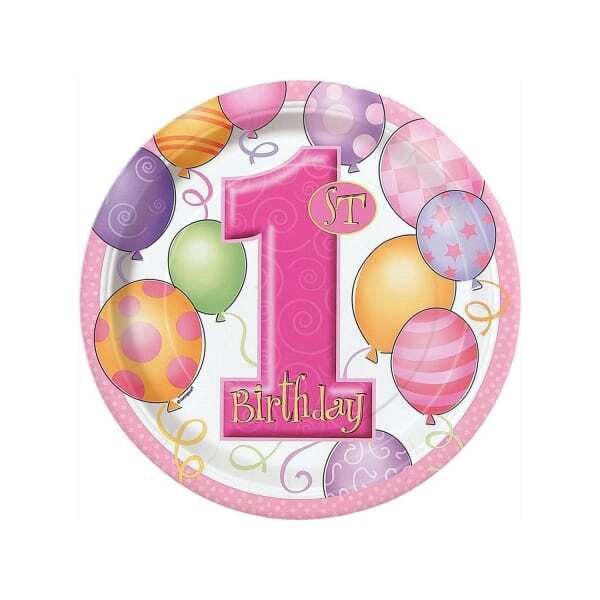 Unique Party Balloons 1st Birthday Party Plates (Pack of 8)