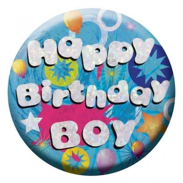 Amscan Boys Holographic Happy Birthday Badge