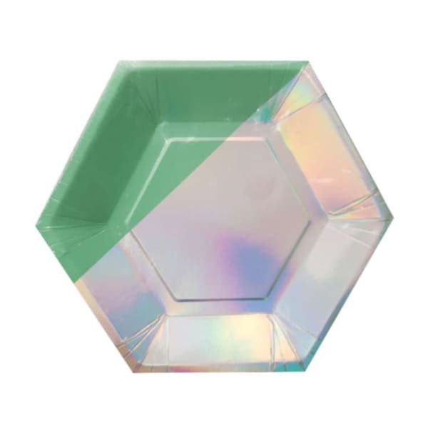 Amscan Paper Iridescent Hexagon Dessert Plate (Pack of 8)