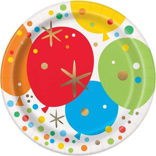 Unique Party Rainbow Balloons Dessert Plate (Pack of 8)