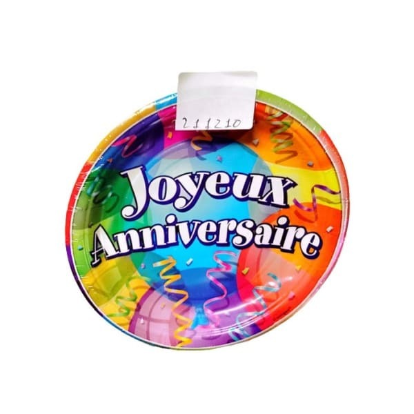 Unique Party Joyeux Anniversaire Party Plates (Pack of 8)