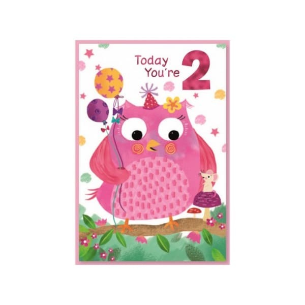 Simon Elvin Owl 2nd Birthday Card (Pack of 6)